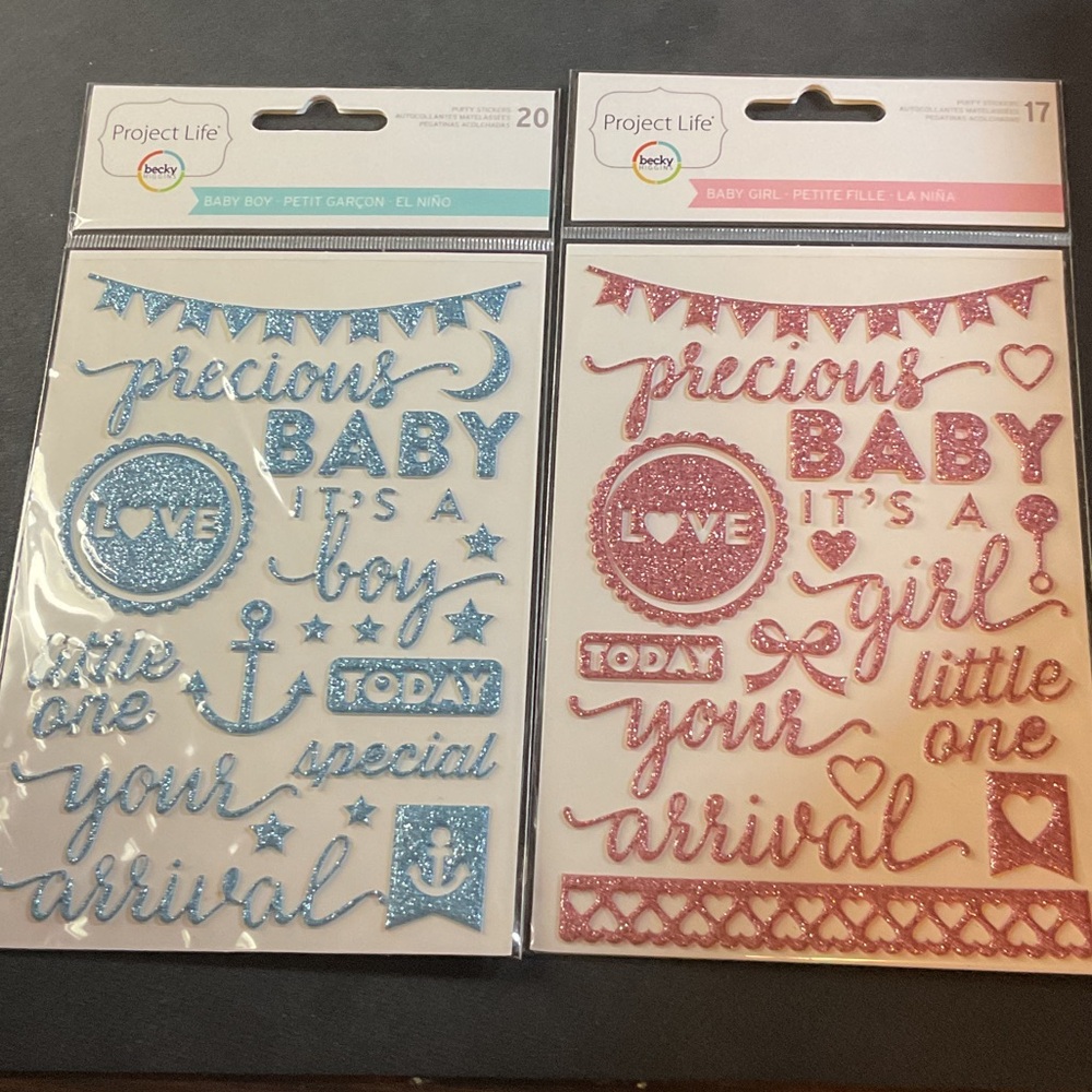 Project Life Baby Boy and Girl Glitter Stickers